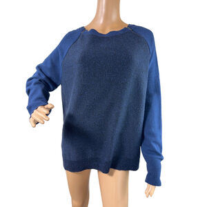 Women's Banana Republic NavyBlue Crew Neck Sweater XL Merino Wool Cashmere Blend